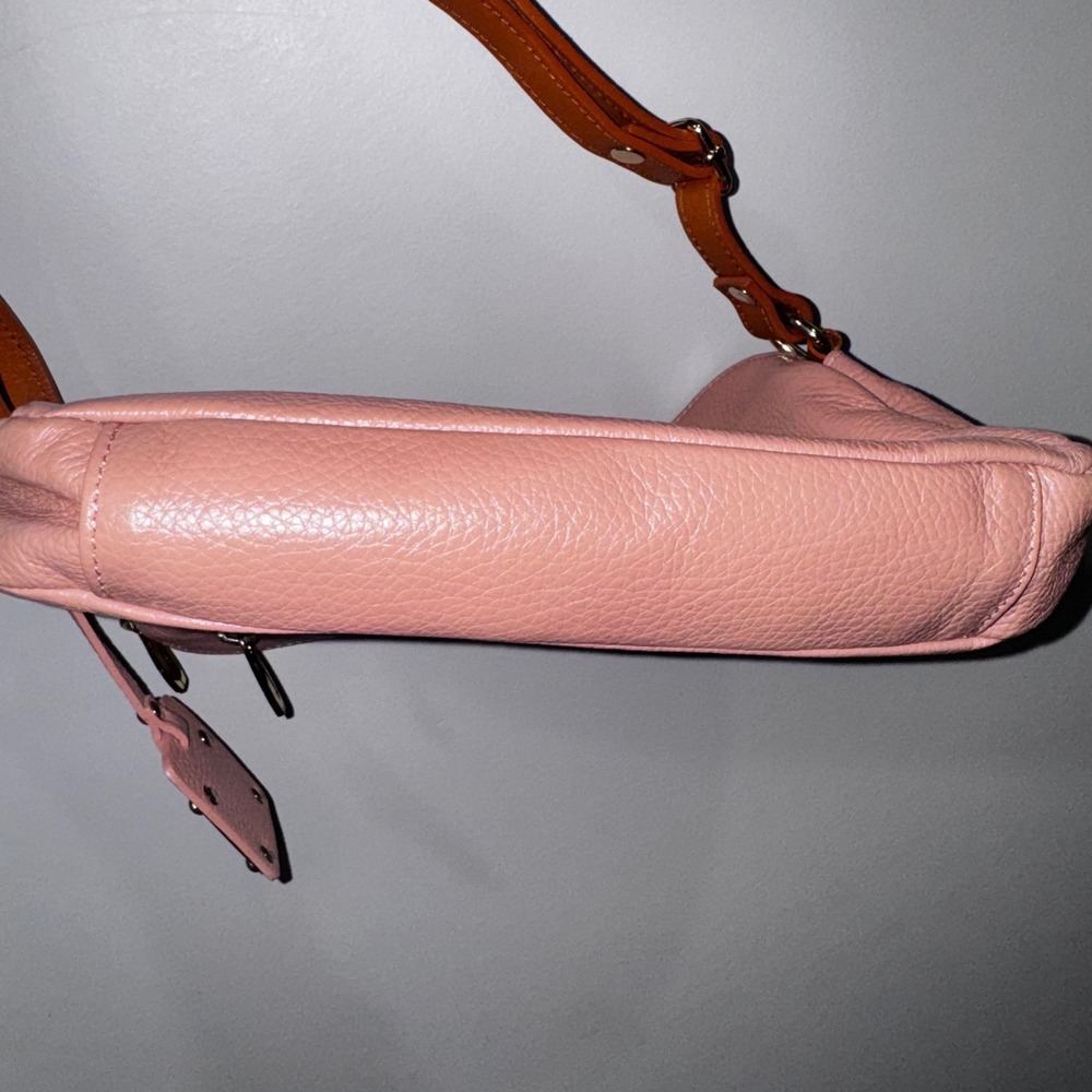 Valentina Crossbody Bag Womens Medium Pink Excellent Pebbled Leather‎ Italy Zip - Picture 12 of 14
